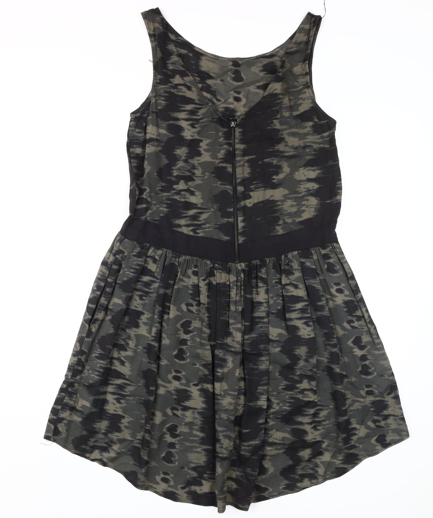 Mango Women’s Black A-Line Dress Size 4 Camouflage