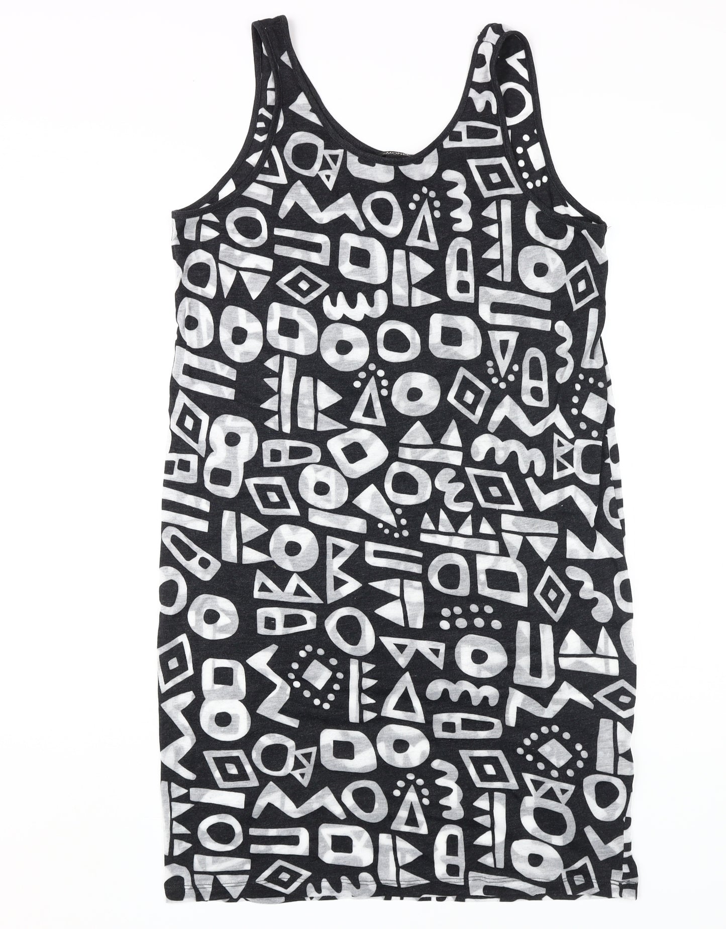 Monki Women's Black Geometric Tank Dress M