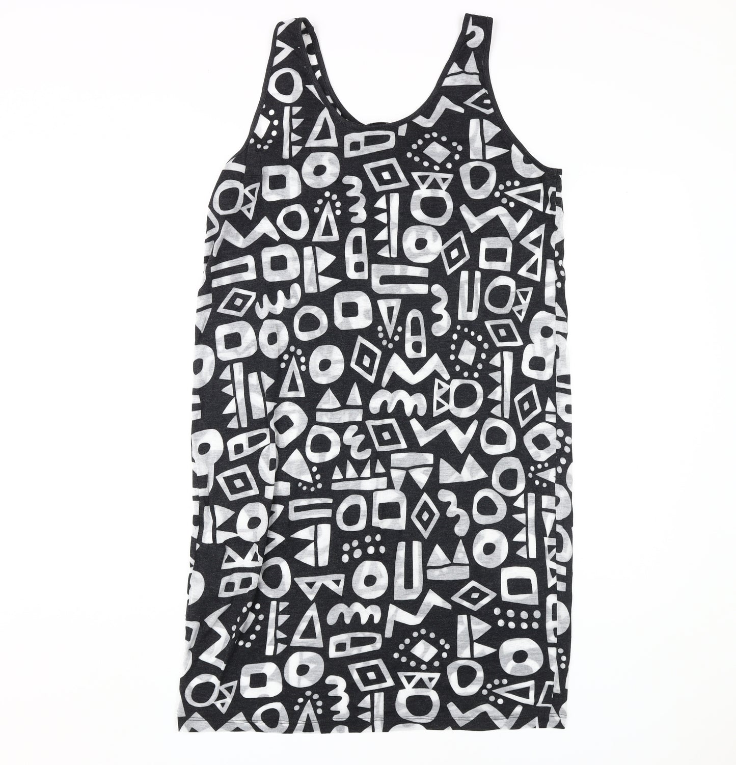 Monki Women's Black Geometric Tank Dress M
