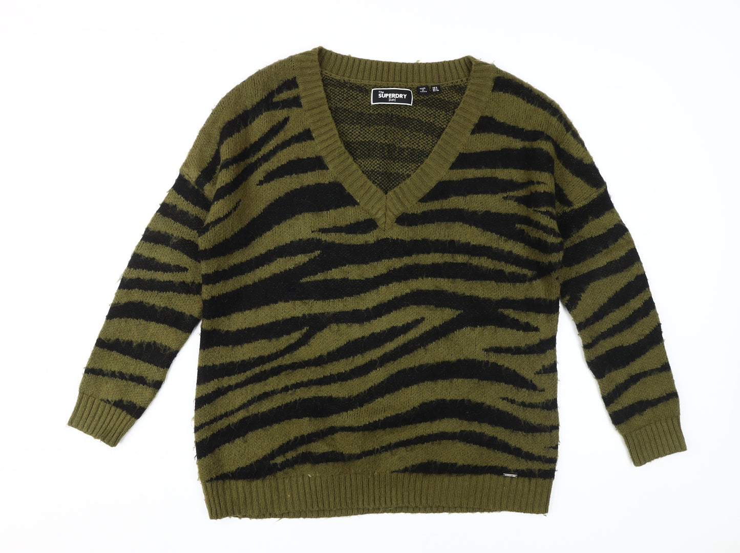 Superdry Women's Green Animal Print Pullover Jumper