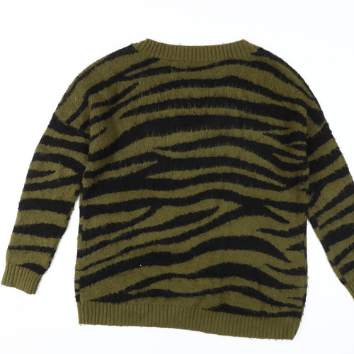 Superdry Women's Green Animal Print Pullover Jumper