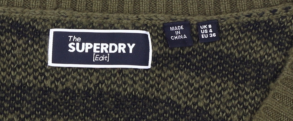 Superdry Women's Green Animal Print Pullover Jumper
