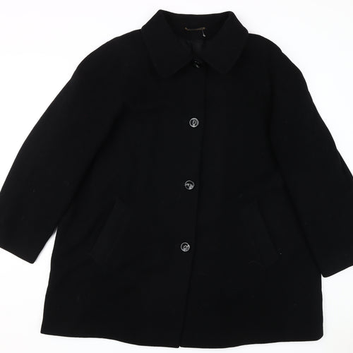 Marks & Spencer Women's Black Wool Overcoat, Size 20