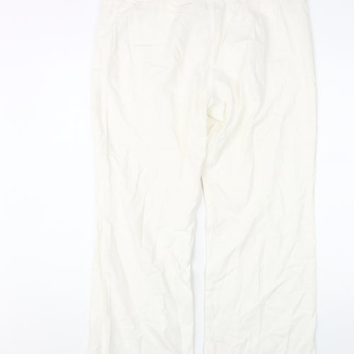 Marks and Spencer Women White Trousers, Size 18, Linen Blend