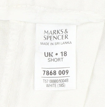 Marks and Spencer Women White Trousers, Size 18, Linen Blend