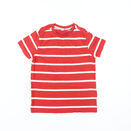 Marks and Spencer Boys Red Striped T-Shirt, 6-7 Years, Cotton Blend