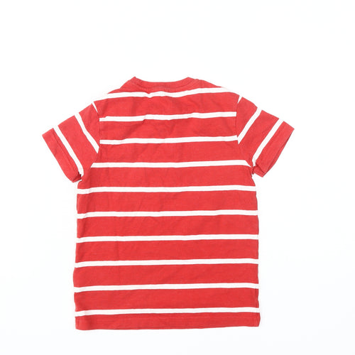 Marks and Spencer Boys Red Striped T-Shirt, 6-7 Years, Cotton Blend
