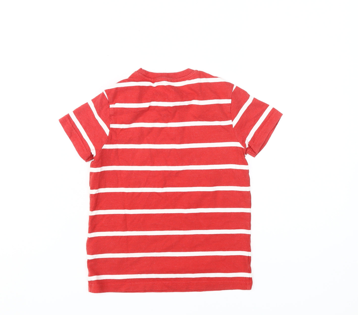Marks and Spencer Boys Red Striped T-Shirt, 6-7 Years, Cotton Blend