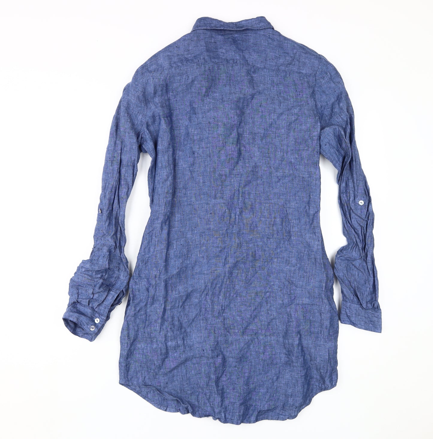 Paul Costelloe Women's Blue Linen Button-Up Shirt Size 12
