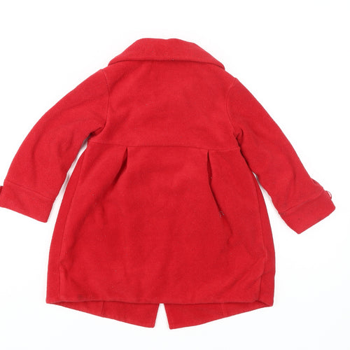 Next Girls Red Pea Coat, Size 2-3 Years