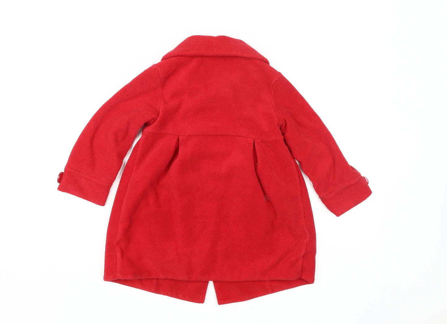 Next Girls Red Pea Coat, Size 2-3 Years