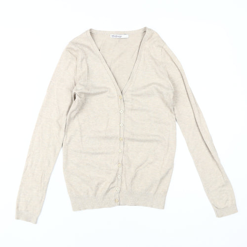 Stradivarius Beige V-Neck Cardigan Women L