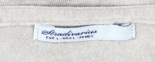 Stradivarius Beige V-Neck Cardigan Women L