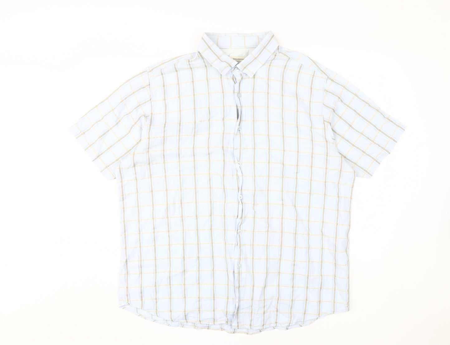 Rocha.John Rocha Men's White Check Short Sleeve Shirt 2XL