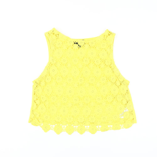 Topshop Yellow Lace Cropped Tank Women's UK 14