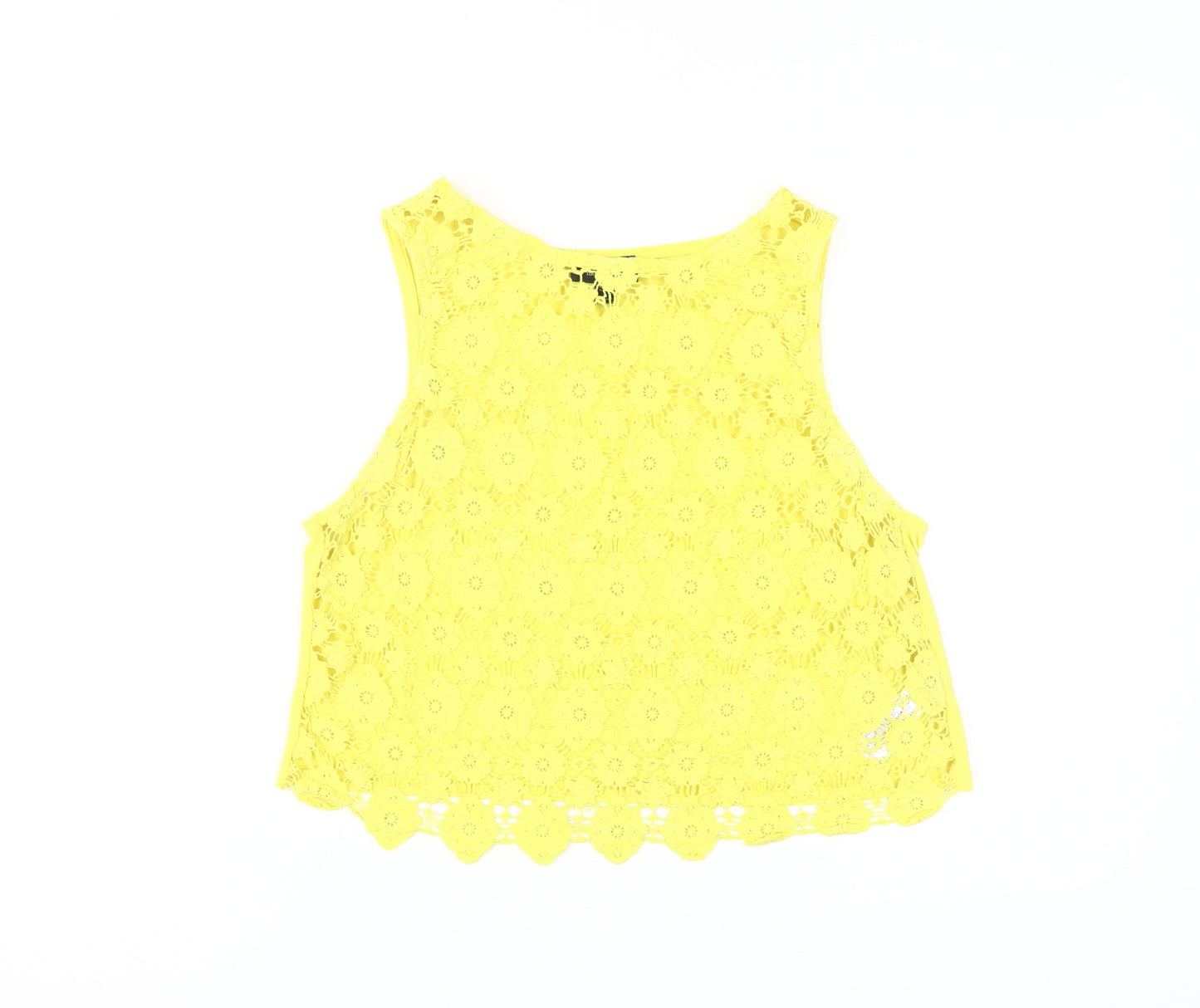 Topshop Yellow Lace Cropped Tank Women's UK 14