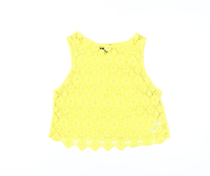 Topshop Yellow Lace Cropped Tank Women's UK 14