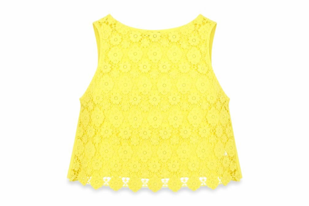 Topshop Yellow Lace Cropped Tank Women's UK 14
