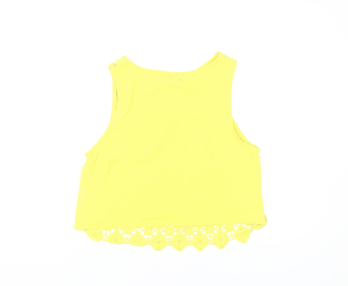 Topshop Yellow Lace Cropped Tank Women's UK 14