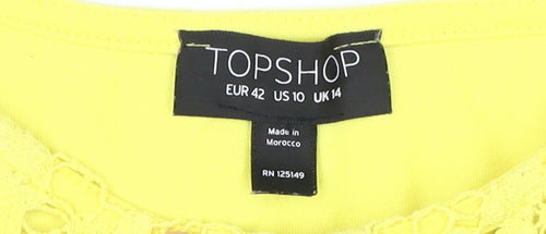 Topshop Yellow Lace Cropped Tank Women's UK 14