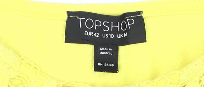 Topshop Yellow Lace Cropped Tank Women's UK 14