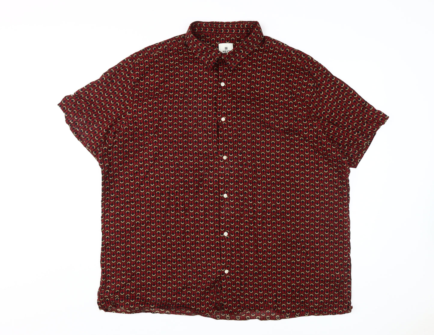 Next Men's Red Geometric 3XL Button-Up Shirt