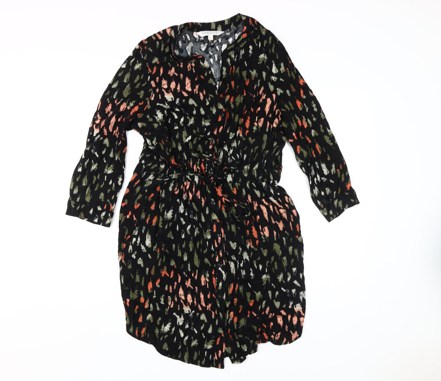 Apricot Women's Black Animal Print Shirt Dress Size 14