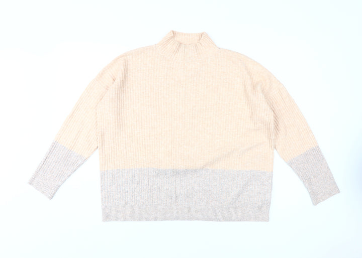 Marks and Spencer Women's Beige Mock Neck Pullover Jumper M