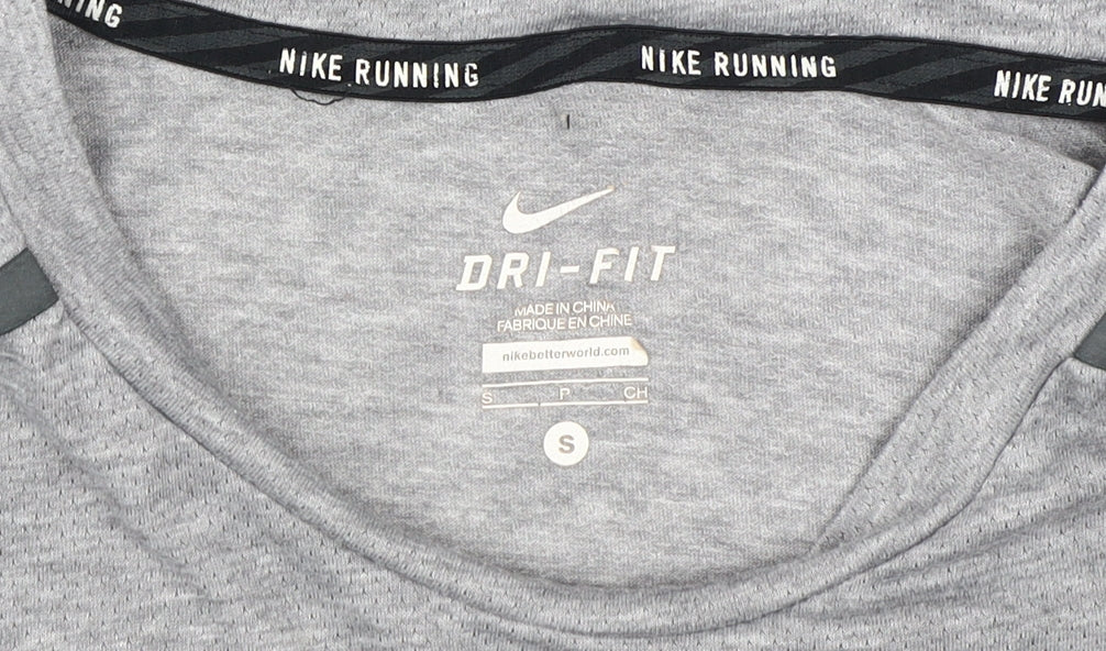 Nike Men's Grey Running T-Shirt S Moisture Wicking