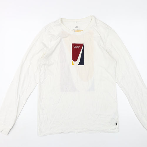 Nike Men’s White Sports Graphic Long Sleeve T-Shirt Size S