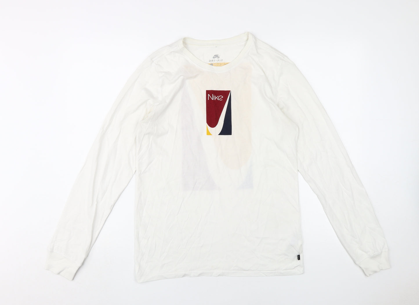 Nike Men’s White Sports Graphic Long Sleeve T-Shirt Size S