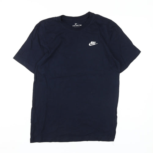 Nike Men's Blue T-Shirt, S, Crew Neck, Logo Accent Casual Top