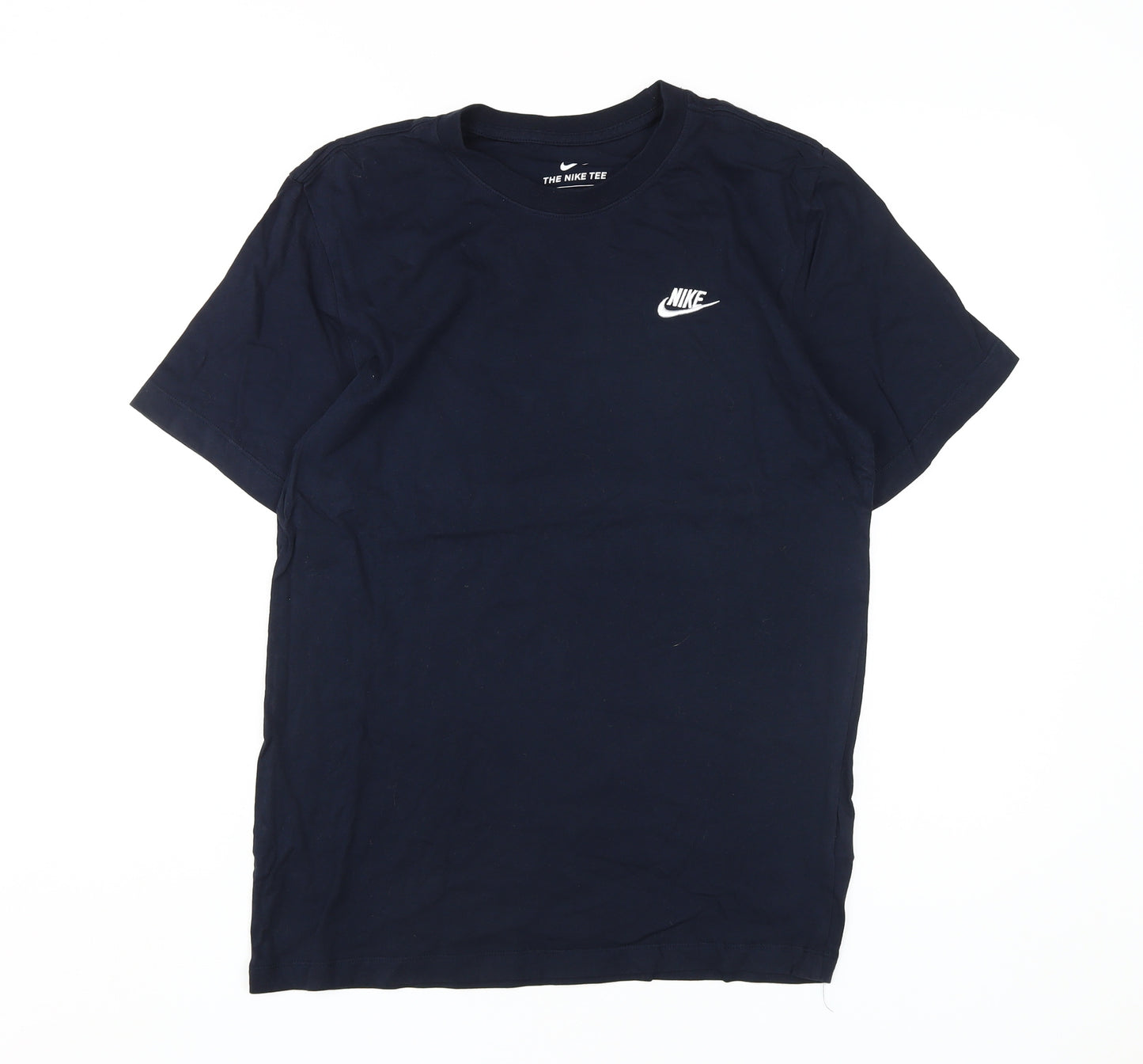 Nike Men's Blue T-Shirt, S, Crew Neck, Logo Accent Casual Top