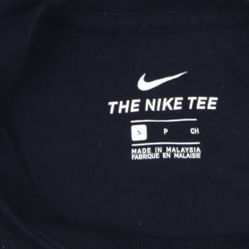 Nike Men's Blue T-Shirt, S, Crew Neck, Logo Accent Casual Top