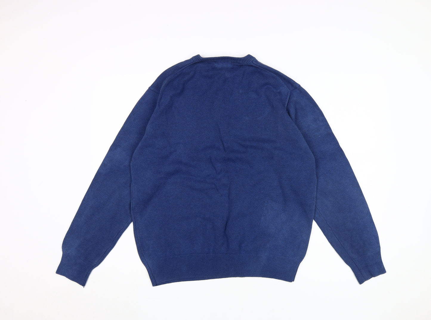 GANT Men's Blue V-Neck Cotton Pullover Jumper