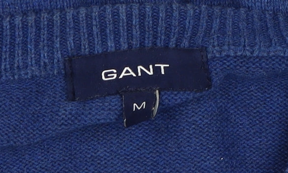 GANT Men's Blue V-Neck Cotton Pullover Jumper