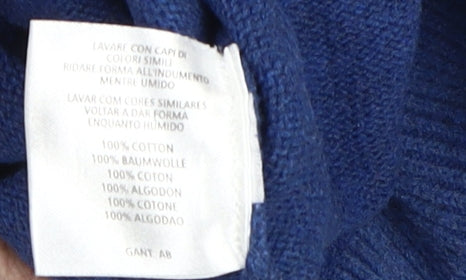 GANT Men's Blue V-Neck Cotton Pullover Jumper