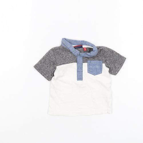 McKenzie Unisex Baby Polo Shirt Grey White 0-3 Months