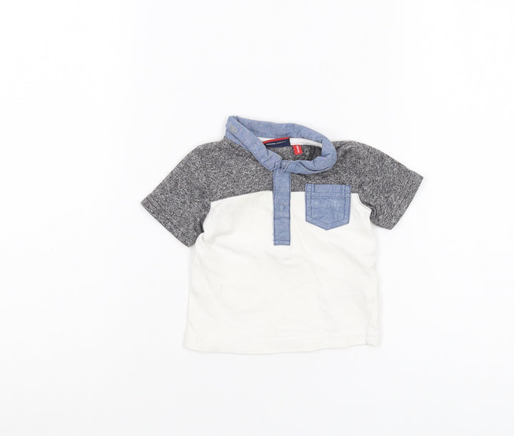 McKenzie Unisex Baby Polo Shirt Grey White 0-3 Months