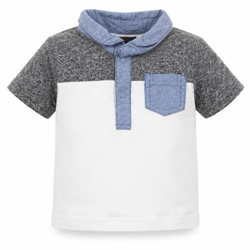 McKenzie Unisex Baby Polo Shirt Grey White 0-3 Months