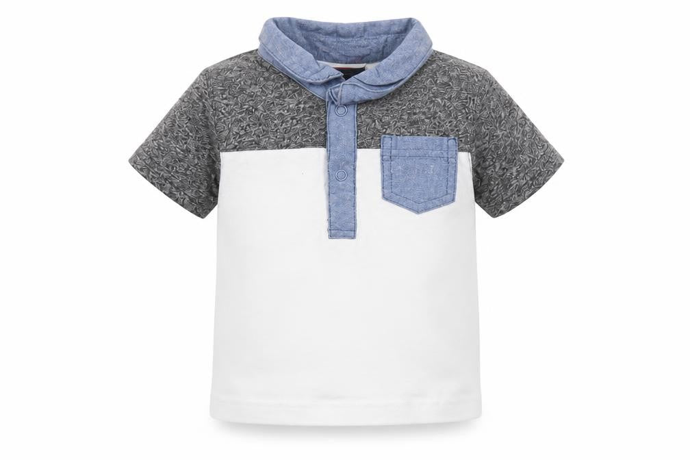 McKenzie Unisex Baby Polo Shirt Grey White 0-3 Months