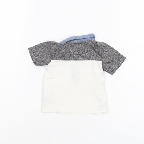 McKenzie Unisex Baby Polo Shirt Grey White 0-3 Months