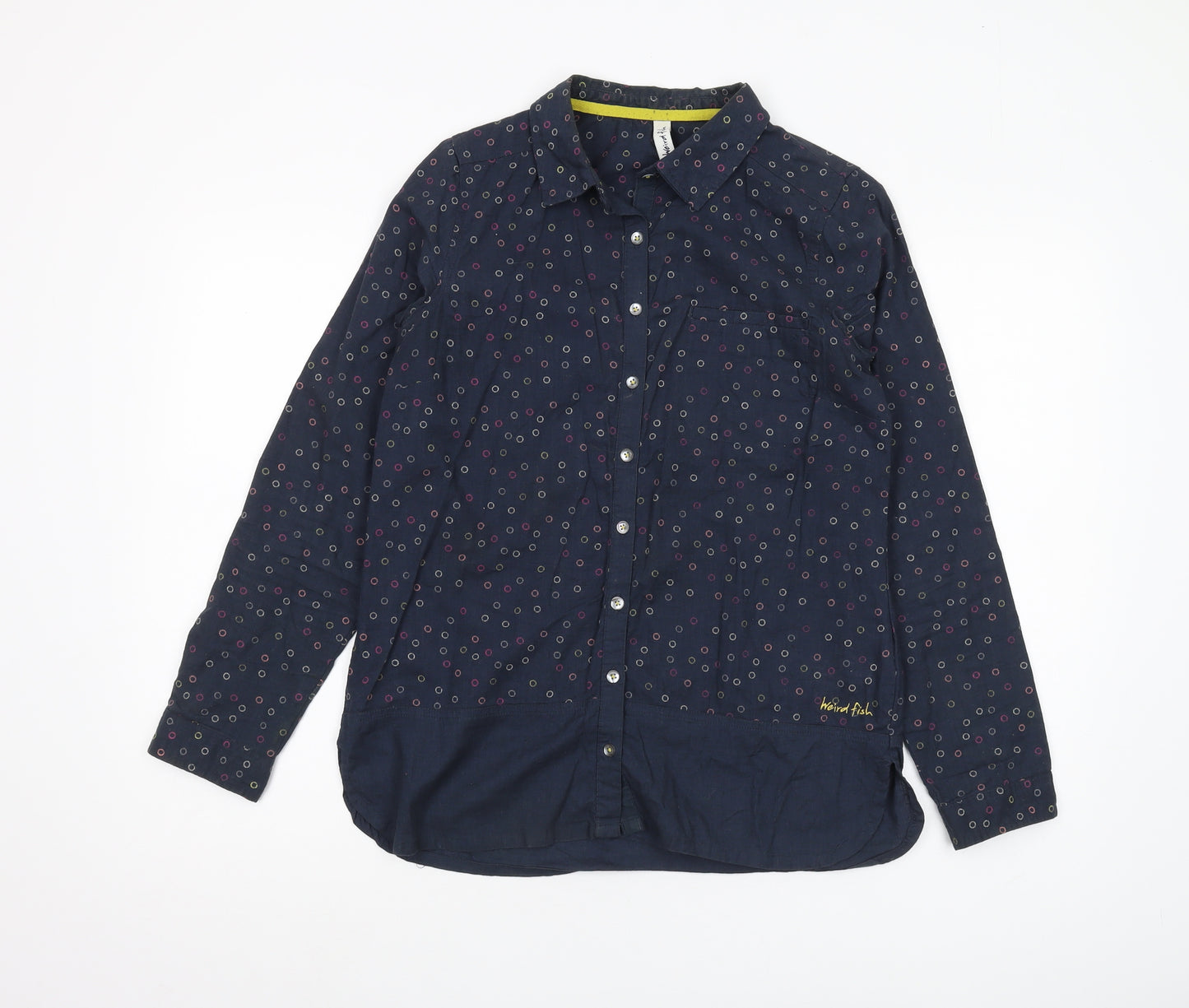Weird Fish Women's Blue Button-Up Shirt, Size 10