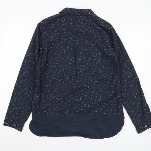 Weird Fish Women's Blue Button-Up Shirt, Size 10