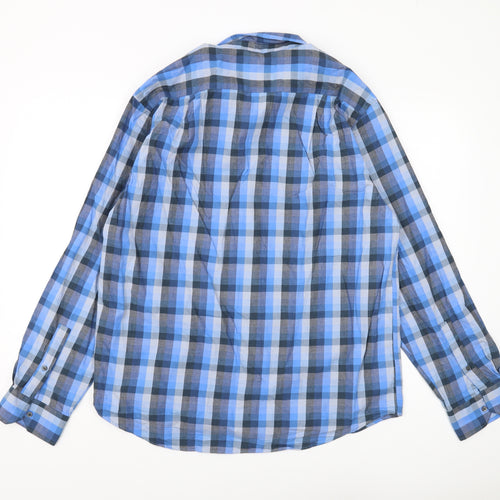 Pierre Cardin Men's Blue Plaid Button-Up Shirt M