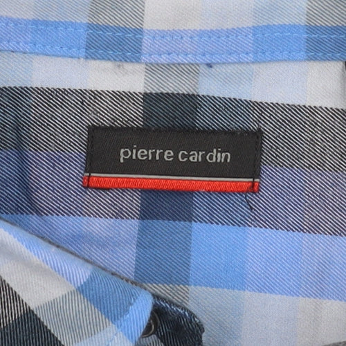 Pierre Cardin Men's Blue Plaid Button-Up Shirt M