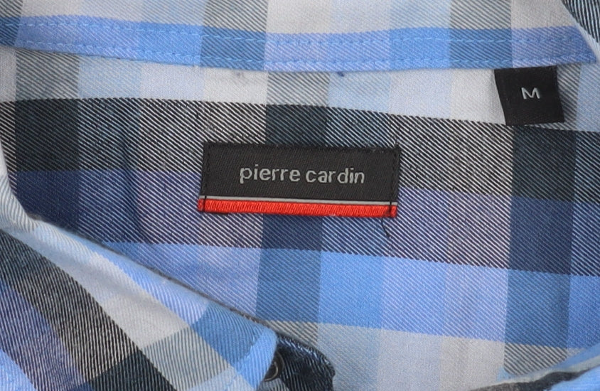 Pierre Cardin Men's Blue Plaid Button-Up Shirt M