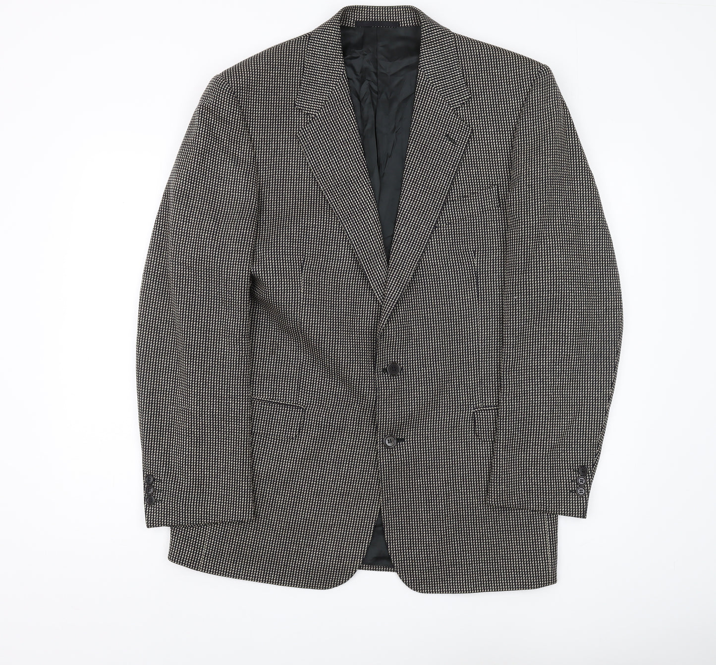 Jaeger Men's Black Check Blazer, Size 50L, Classic Jacket