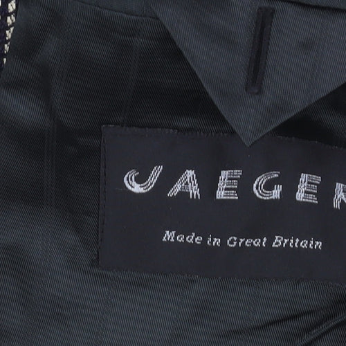 Jaeger Men's Black Check Blazer, Size 50L, Classic Jacket