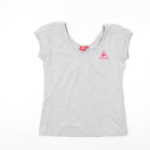 Le Coq Sportif Womens Grey Scoop Neck T-Shirt Size 14